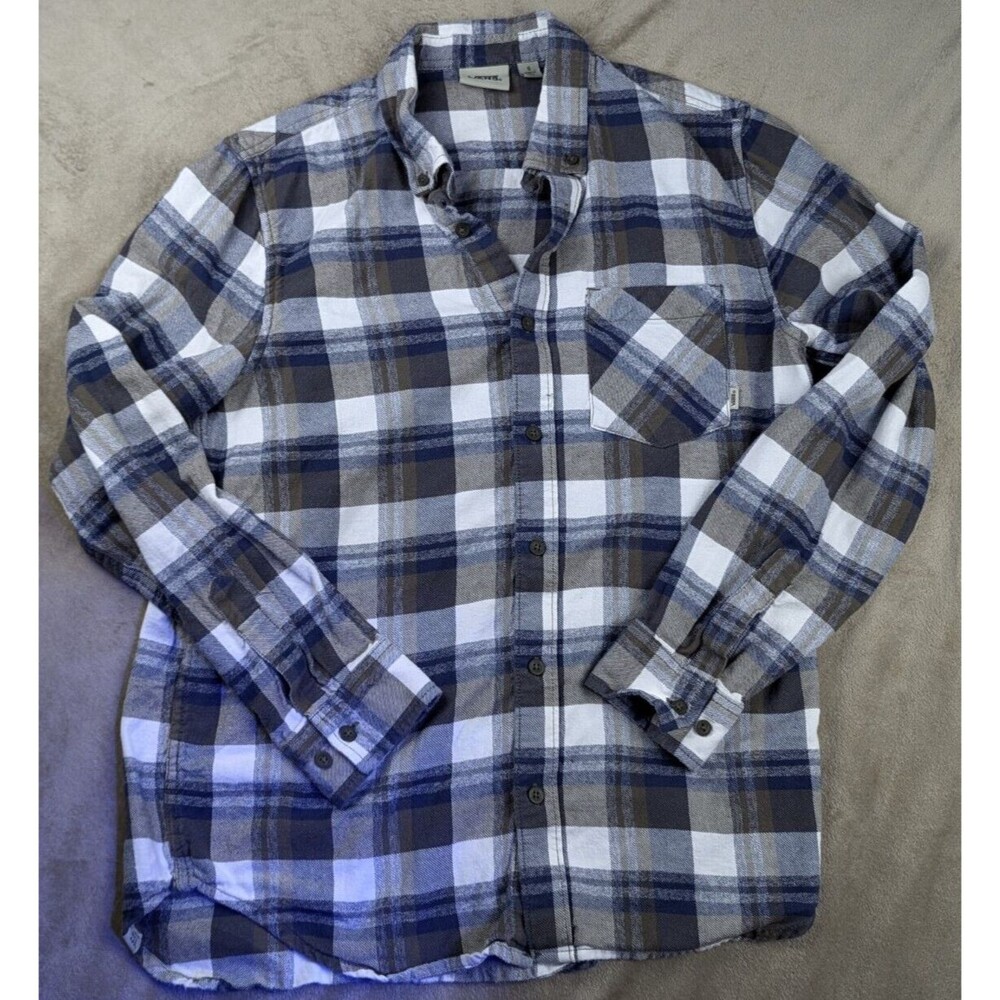 Vans Off The Wall Men's Long Sleeve Plaid Flannel Chest Pocket Button Up Shirt